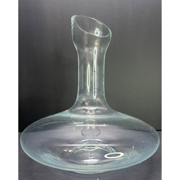 Vintage Clear Wine Glass Decanter Carafe Wide Bottom Barware 8" Tall - Picture 1 of 6
